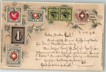 Zürich Edelweiss Verlag Menke-Huber Briefmarkenbörse Briefmarkenabbildung 1899 Lithographie