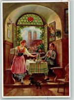 W8000 München Beruf Kellnerin Gasthaus Tracht Pfeife Verlag Emil Köhn 1439 Bier 1942 Künstlerkarte