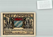 55469 W6540 Simmern , Hunsrück 1921 Notgeldschein 50 Pfennig