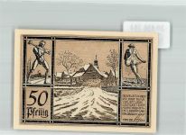 07955 O6572 Auma 1921 Notgeldschein 50 Pfennig Bauer und Schmied Liebfrauenkirche im Winter