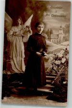 Verlag NPG Serie 249-6 Mädchen Bibel Engel Kommunion 1920 Foto AK
