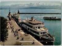 W7750 Konstanz MS Austria Hafen mit Säntisgruppe Bodenseeschiff
