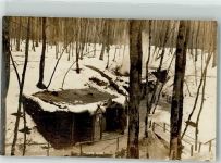 Unterstand in einem Waldlager im Winter Deutsches Heer WK I Privatfoto AK