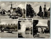 99510 O5320 Apolda Foto AK Rathaus Marktplatz Viadukt