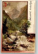 Juli sign. Guggenberger Verlag Seeger Serie II Monatsgrüße Monat 1900 Künstlerkarte
