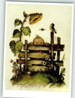 Kind mit Vogel und Biene am Weidenzaun Verlag Josef Müller Nr. 5727 Hummel Künstlerkarte