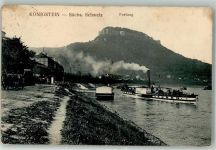 01824 O8305 Königstein , Sächs Schweiz 1918 - Burg Festung Raddampfer
