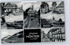 37671 W3470 Höxter - Dechanei, Rathaus, Schloß Corvey, Kirche, Ortsansicht, Weserbergland Klinik