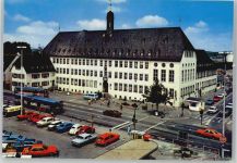 W6090 Rüsselsheim VW Käfer Oldtimer Rathaus Omnibus Foto AK