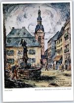 56812 W5590 Cochem Künstlerkarte Brunnen am Marktplatz sign.Josef Steib