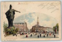10115 W1000 Berlin Mitte 1900 Lithographie Alexanderplatz Pferdestraßenbahn