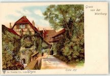 99510 O5321 Wartburg Lithographie / Künstlerkarte Erster Hof