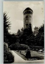 09217 O9112 Burgstädt 1931 Foto AK Parkanlage mit Wasserturm Verlag Trinks & Co.