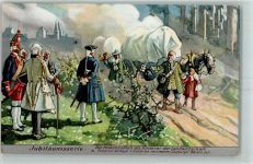 Planwagen Pferd Kind Mann Adelige Jubiläumsserie 3. Friedrich-Wilhelm I. Aufnahme Salzburger Bauern Adel Preußen