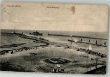 18055 O2540 Warnemünde 1916 Foto AK Hafen- Einfahrt Feldpost WK I