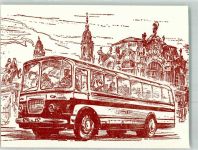01067 O8000 Dresden Gebrauchsspuren sign. Dietzel Omnibus vor dem Zwingerpavillon Künstlerkarte Karte beschnitten
