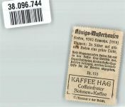 15711 O1600 Königs Wusterhausen Vignette Wappen Rückseite Werbung Kaffee HAG