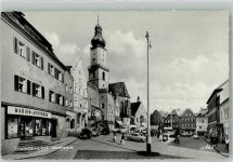 93413 W8490 Cham , Oberpf Foto AK Apotheke Kirche Auto Marktplatz