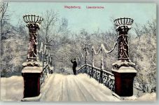 39104 O3000 Magdeburg 1910 Winter Die verschneite Laassbrücke