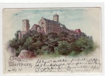 Gruß von der Wartburg bei Eisenach i. Thür. Totalansicht gelaufen 1905. Gute Erhaltung.