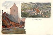 Künstlerkarte (sign. K. Mutter) Schönau im Wiesental. Kirche ungelaufen Gute Erhaltung.