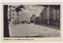 Mühldorf am Inn mit Durchblick auf das öttinger Tor gelaufen 1943. Leichter Bug unten rechts, sonst gut erhalten