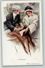 Nr. 186 Liebespaar auf dem Schiff Buch lesen AK Reinthal u. Newman Künstlerkarte