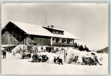 83707 W8182 Bad Wiessee - Winter Gasthaus Berggasthaus Sonnenbichl Skifahrer