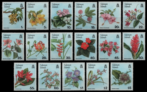 Salomoninseln 1987 - Mi-Nr. 637-653 ** - MNH - Blüten / Blossoms