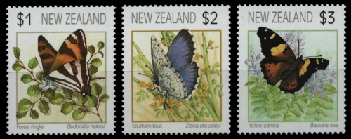 Neuseeland 1991 - Mi-Nr. 1208-1210 I A ** - MNH - Schmetterlinge / Butterflies