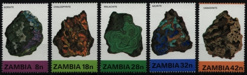 Sambia 1982 - Mi-Nr. 277-281 ** - MNH - Mineralien