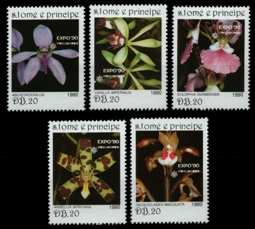 São Tomé & Príncipe 1990 - Mi-Nr. 1163-1167 ** - MNH - Orchideen / Orchids