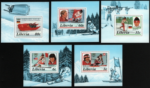 Liberia 1987 - Mi-Nr. 1355-1359 A ** - MNH - Block - Olympia Calgary