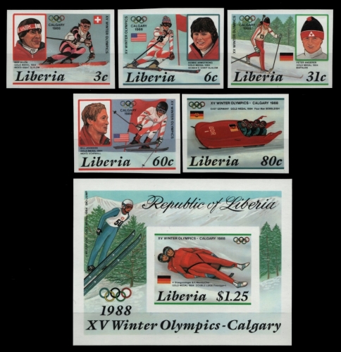 Liberia 1987 - Mi-Nr. 1355-1359 B & Block 112 B ** - MNH - Olympia Calgary