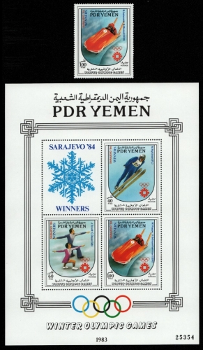 Südjemen 1984 - Mi-Nr. 377 & Block 24 ** - MNH - Olympia Sarajevo