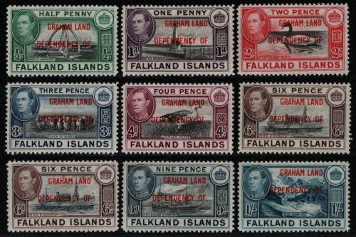 Falkland - Graham Land 1944 - Mi-Nr. A 1-8 & A 6 var. * - MH - König George VI
