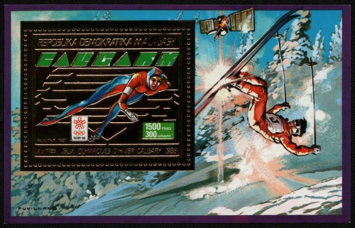 Madagaskar 1987 - Mi-Nr. Block 56 A ** - MNH - Gold - Olympia Calgary