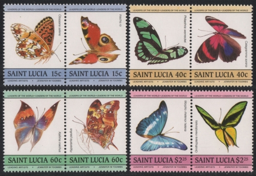 St. Lucia 1985 - Mi-Nr. 732-739 ** - MNH - Schmetterlinge / Butterflies