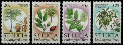 St. Lucia 1990 - Mi-Nr. 963-966 I ** - MNH - Bäume / Trees