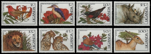 Uganda 1987 - Mi-Nr. 515-522 ** - MNH - Wildtiere / Wild animals