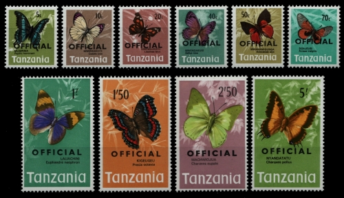 Tansania 1973 - Mi-Nr. Dienst 17-26 ** - MNH - Schmetterlinge / Butterflies