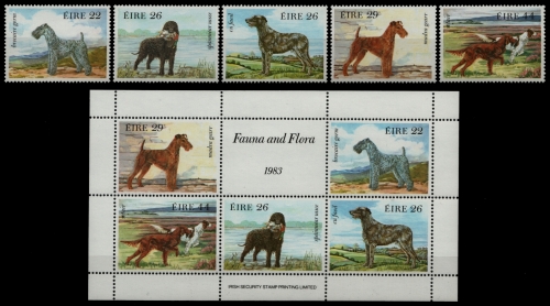 Irland 1983 - Mi-Nr. 510-514 & Block 4 ** - MNH - Hunde / Dogs