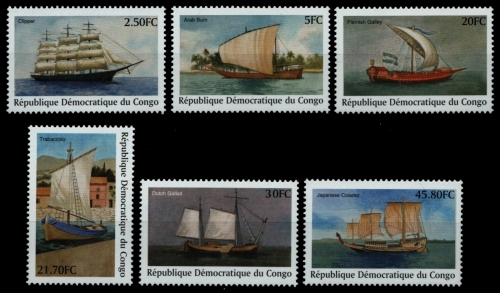 Kongo-Kinshasa 2001 - Mi-Nr. 1585-1590 ** - MNH - Schiffe / Ships