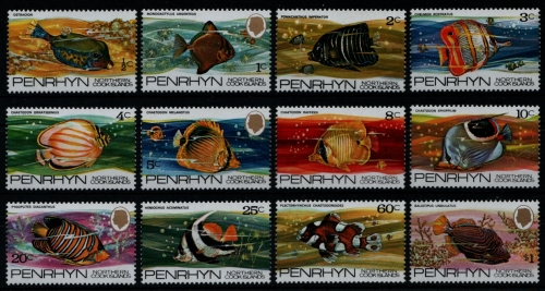 Penrhyn 1974 - Mi-Nr. 44-55 ** - MNH - Fische / Fish