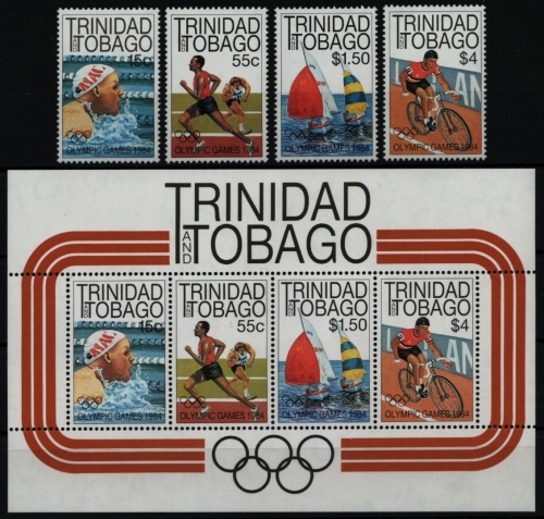 Trinidad & Tobago 1984 - Mi-Nr. 499-502 & Block 37 ** - MNH - Olympia