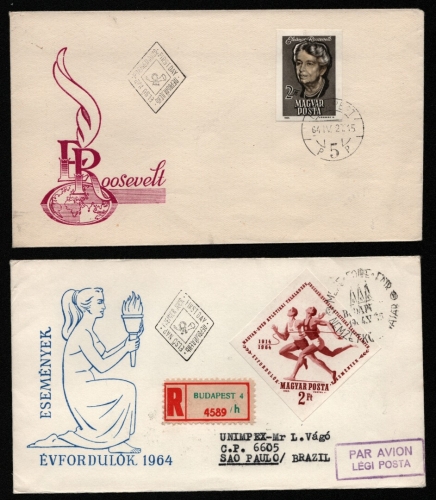 Ungarn 1964 - Mi-Nr. 2017 B & 2027 B - auf 2 FDC