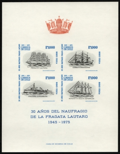 Chile 1975 - Mi-Nr. 838-841 ** - MNH - Gedenkblatt - Schiffe / Ships