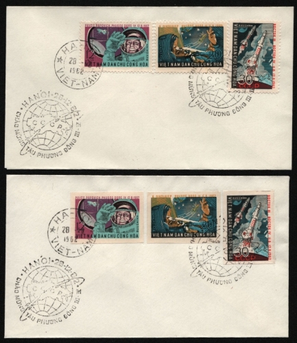 Vietnam 1962 - Mi-Nr. 240-242 & 240-242 U - 2 FDC - Raumfahrt / Space