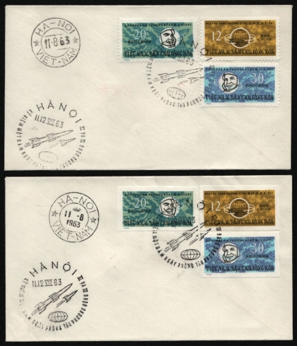 Vietnam 1963 - Mi-Nr. 265-267 & 265-267 U - 2 FDC - Raumfahrt / Space