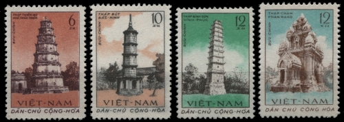 Vietnam 1961 - Mi-Nr. 176-179 (*) - ohne Gummi verausgabt - Pagoden
